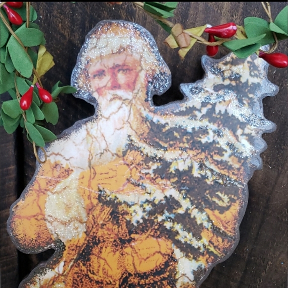Saint nick Santa claus Christmas tree wood Christmas decor - Picture 4 of 10